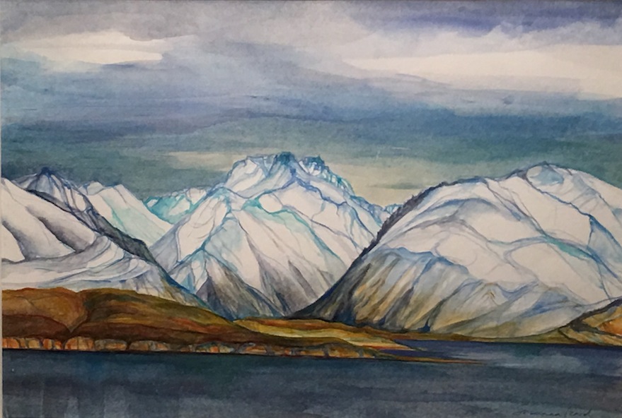 Susanna Izard Lake Tekapo towards Cass Valley | watercolour | McAtamney Gallery and Design Store | Geraldine NZ